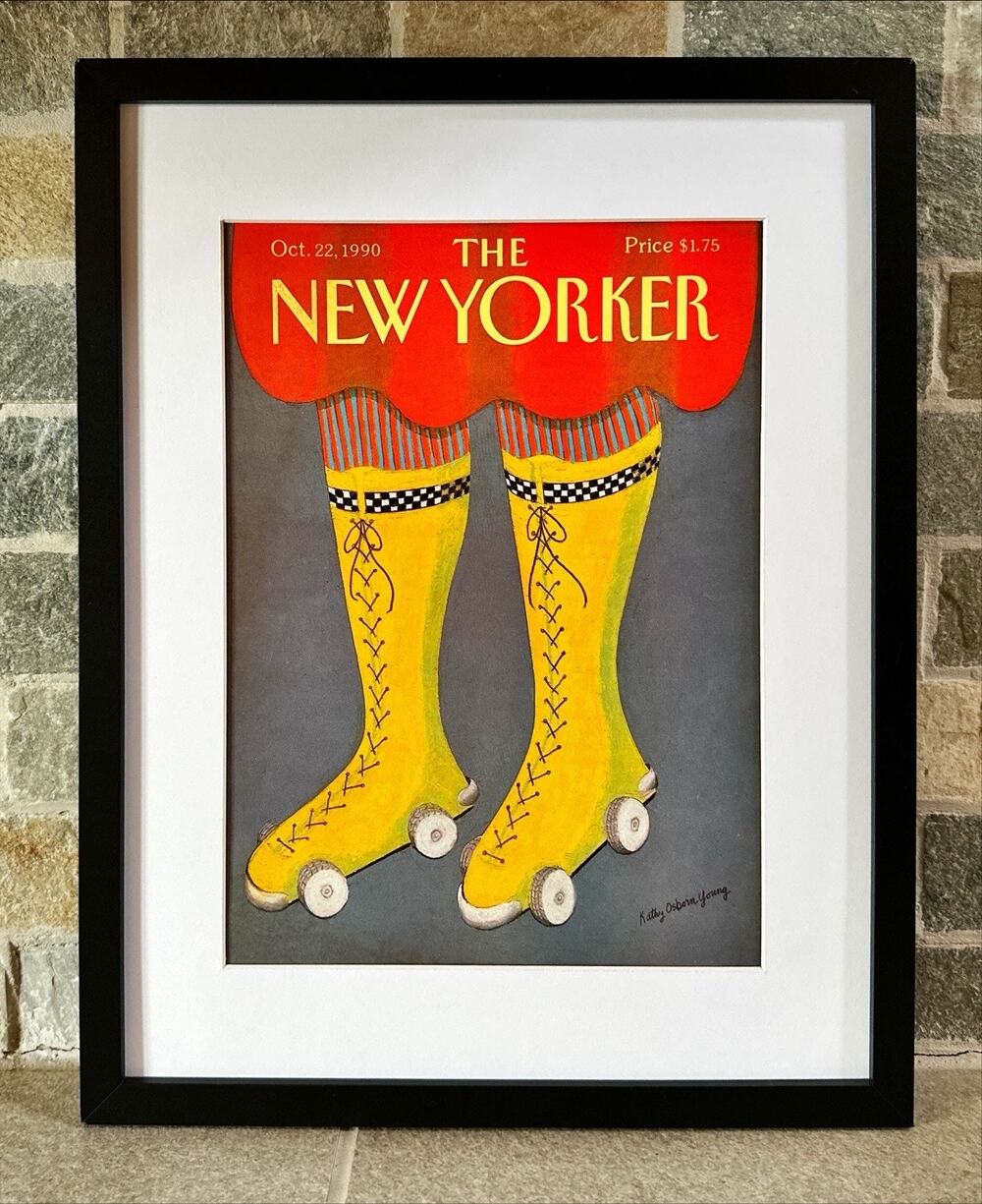 Framed 1990 The New Yorker October 22 Wheel Socks by Kathy Osborn Young